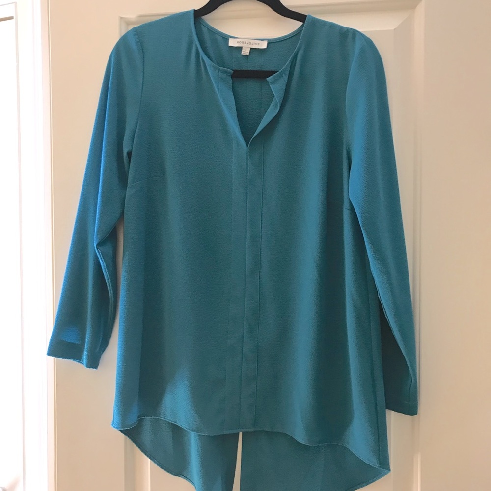Rose & Olive blouse, size XS, turquoise, great with leggings